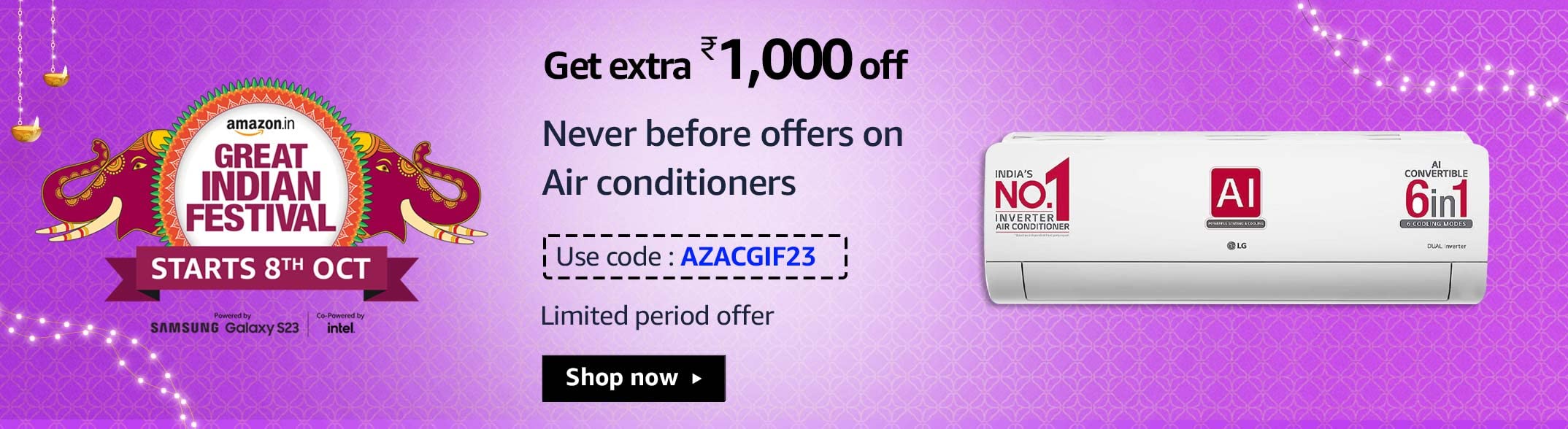 Coupon Code for AC Deals - Amazon Great India Festival 2023