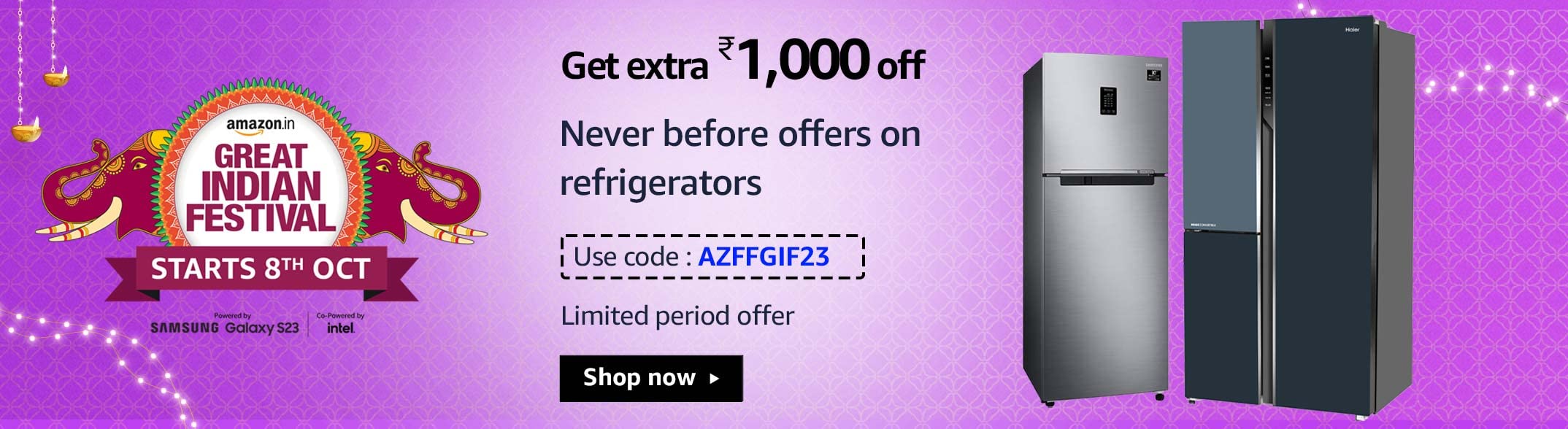 Coupon Code for Refrigerator Deals - Amazon Great India Festival 2023